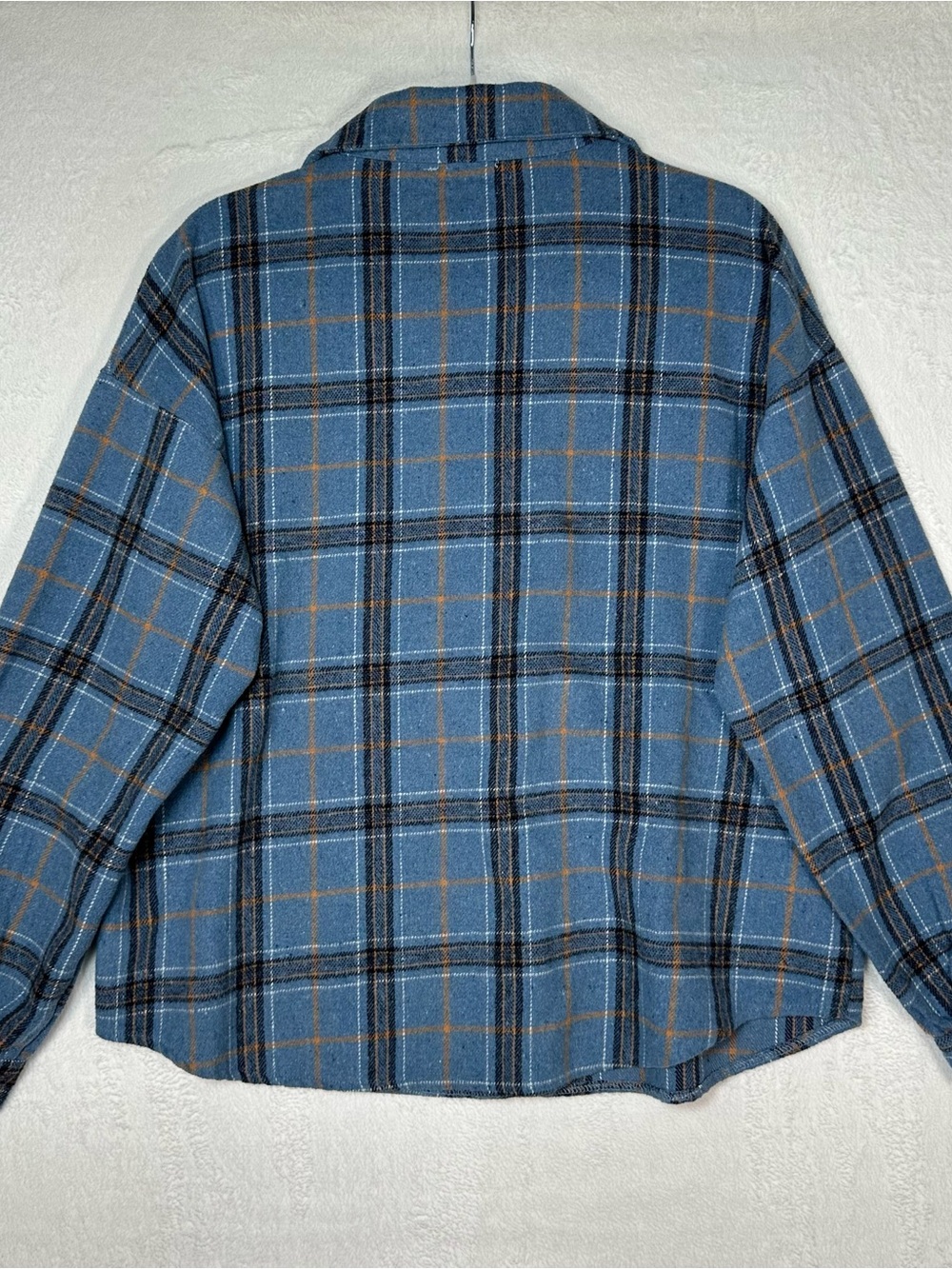 BKE Plaid Flannel Boyfriend Shirt L Blue Teal Coastal Cowgirl Cabincore Soft - Picture 8 of 9